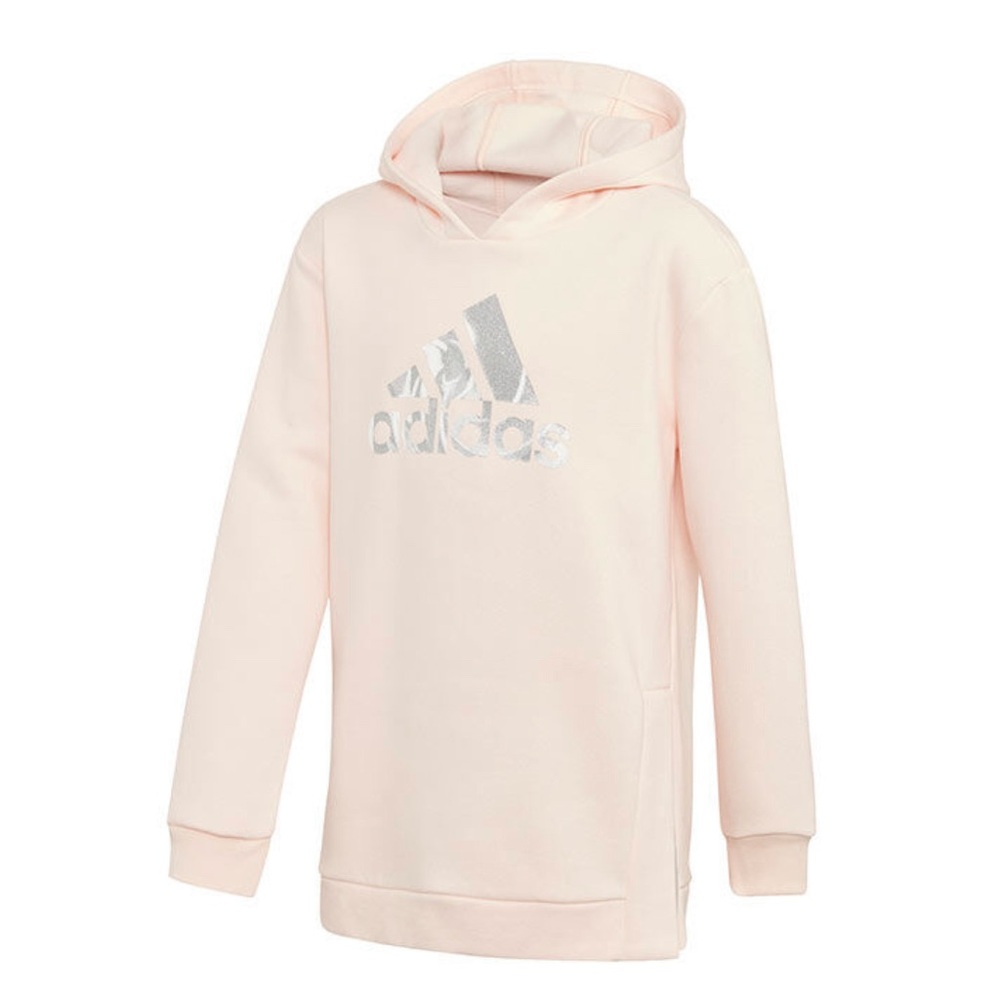 Adidas Glam On Pink Oversized Hoodie (Size Large, Youth)
